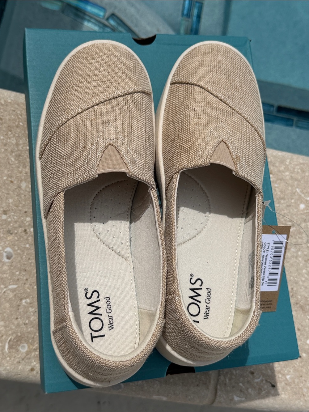 TOMS Women’s Slip-On Moccasins in Beige Canvas